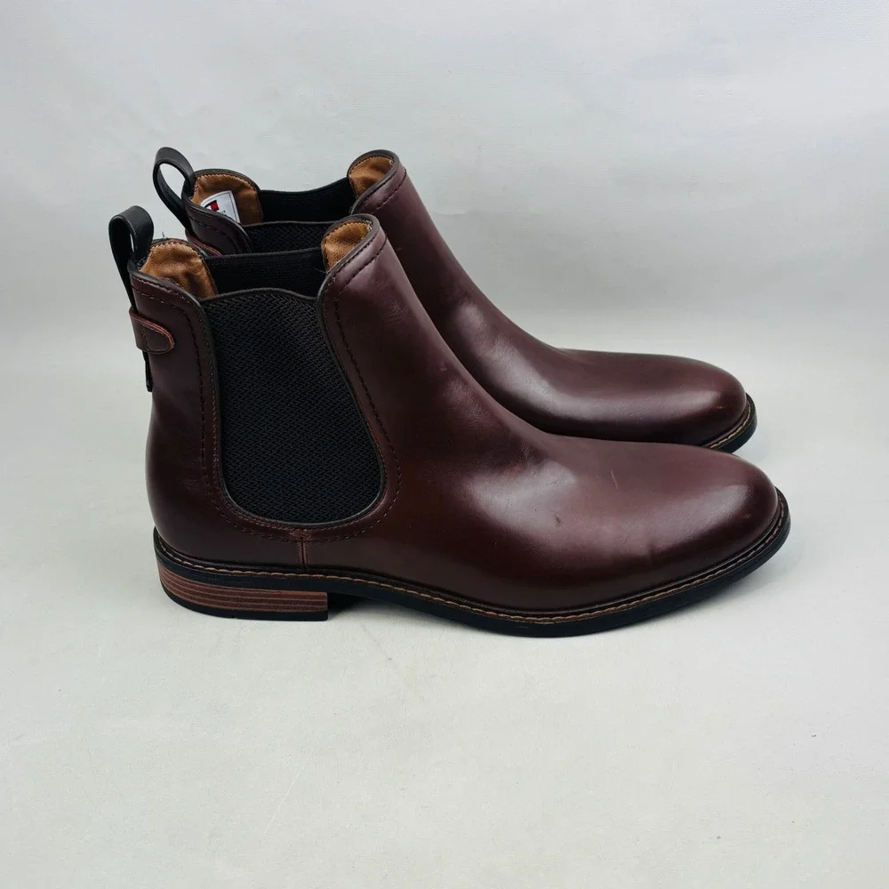 Tommy Hilfiger Vitus Chelsea Boot Mens 11 Brown Pull On Ankle Boots TMVITUS2